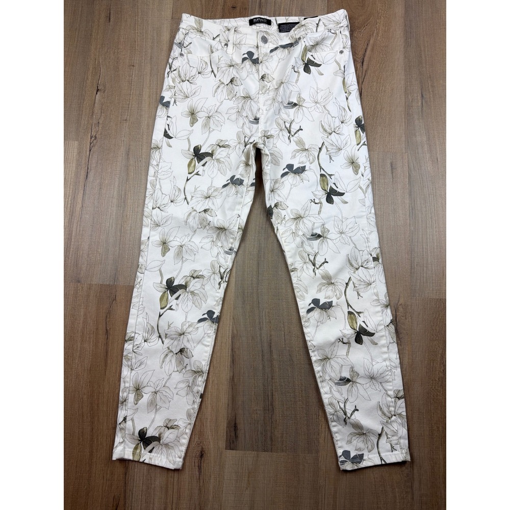 Buffalo David Bitton Havana Floral High Rise Ankle Skinny Jeans White Green 10